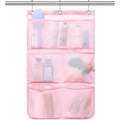 Panier de douche en filet suspendu, organisateur de douche à séchage rapide avec 7 poches, organisateur de salle de bain portable et rangement pour shampooing, savon, Luffa, voyage et croisières
