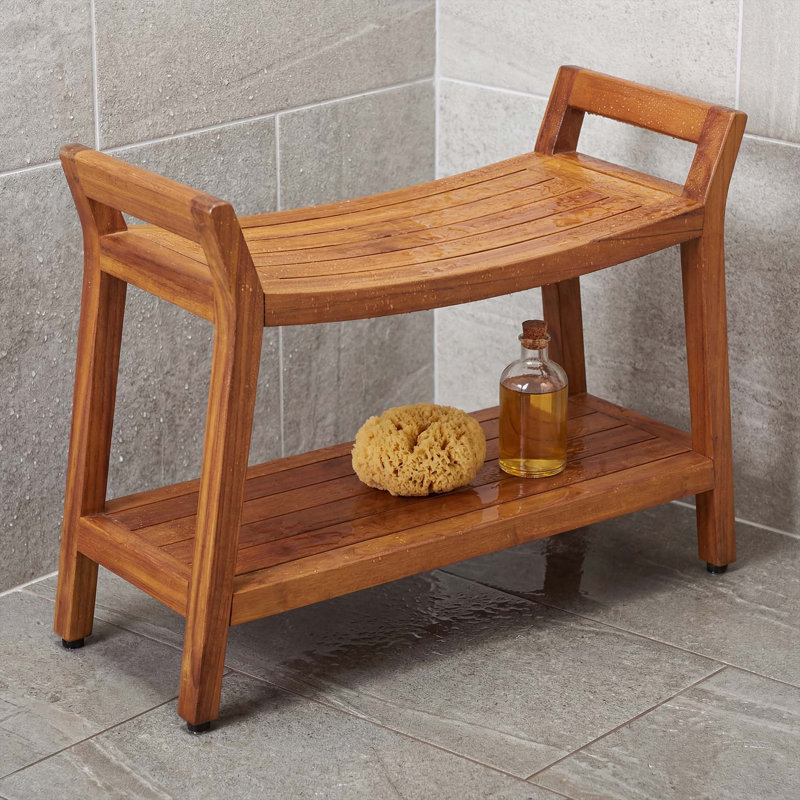 Banc de douche breveté en teck avec tablette Asia Ascend Estate