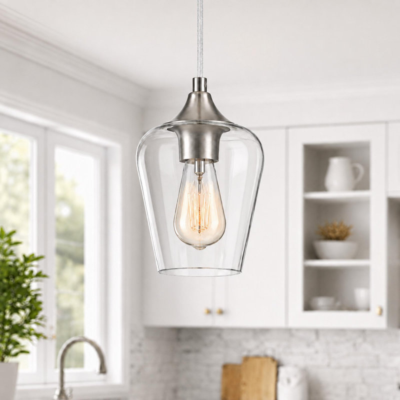 Farleigh Hungerford 1 - Light Single Pendant, Nickel, Transparent
