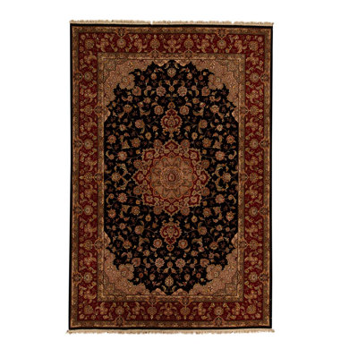 Tapis noir / rouge de haute qualité noué à la main