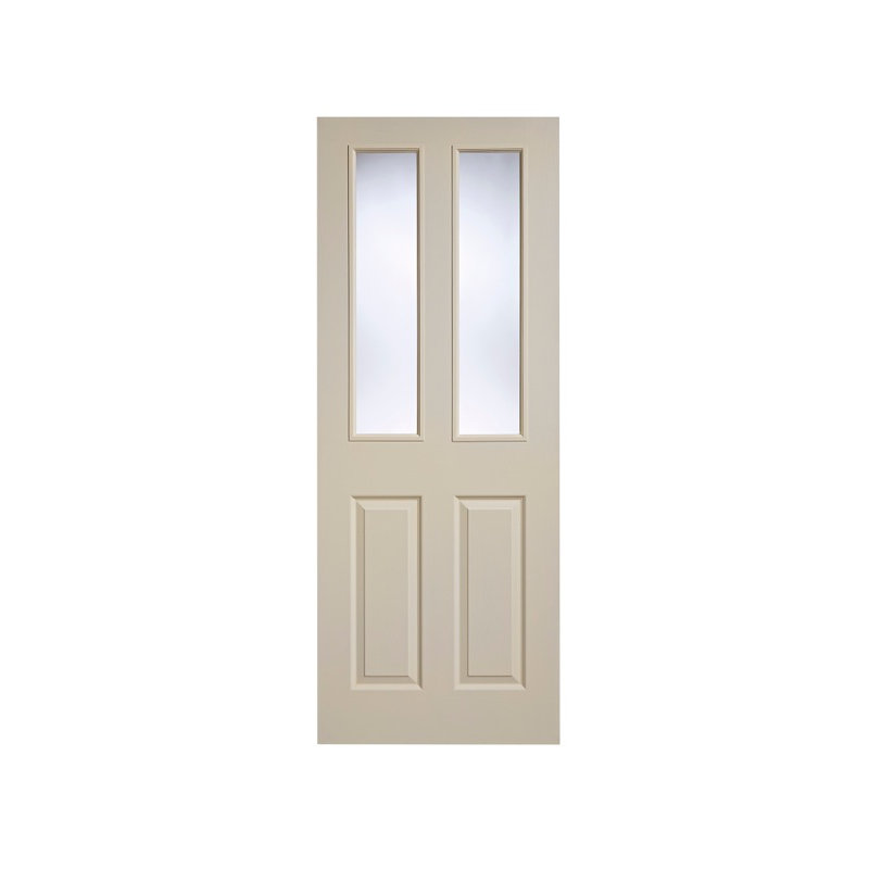 Textured 2P 2L Glazed Primed White Internal Door, 198.12 cm H x 76.2 cm W x 3.5 cm D