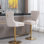 Velours beige - siège réglable de 27 à 35 pouces, dossier pour une fonctionnalité tendance, tabourets de bar confortables pour la maison et le pub, hauteur beige, pivot doré, îlot de cuisine à dossier de 2