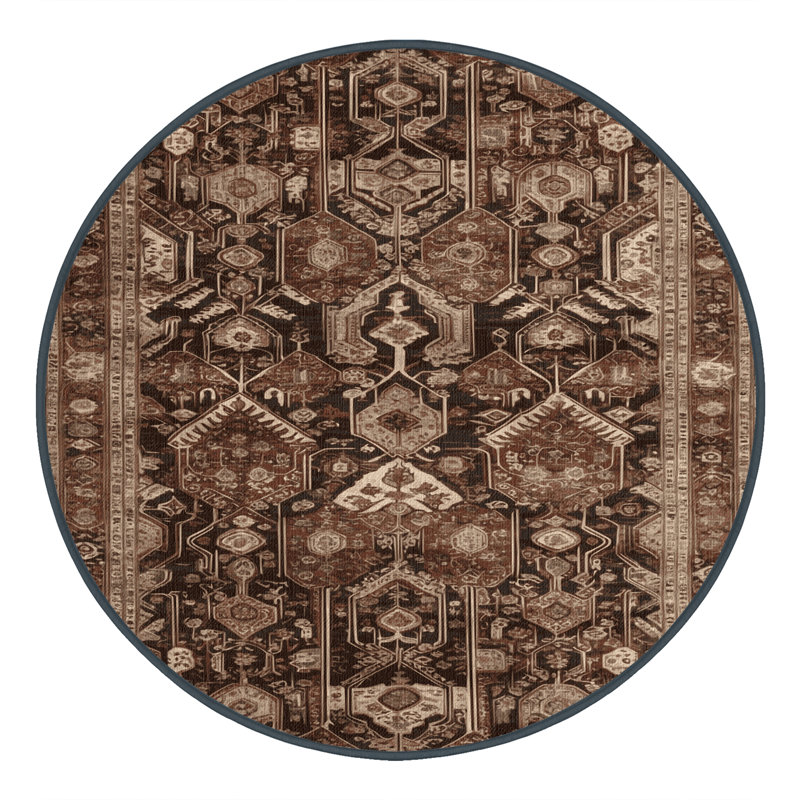 Tapis brun lavable à la machine, Rond 7 pi