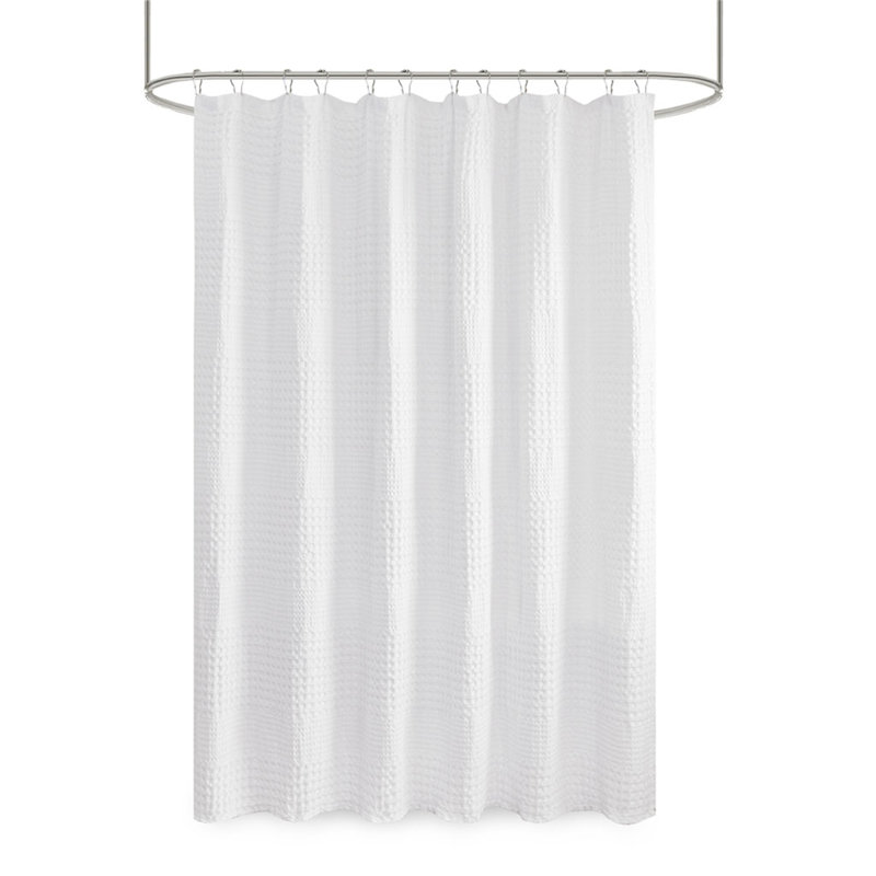 Super Waffle Textured Solid Shower Curtain