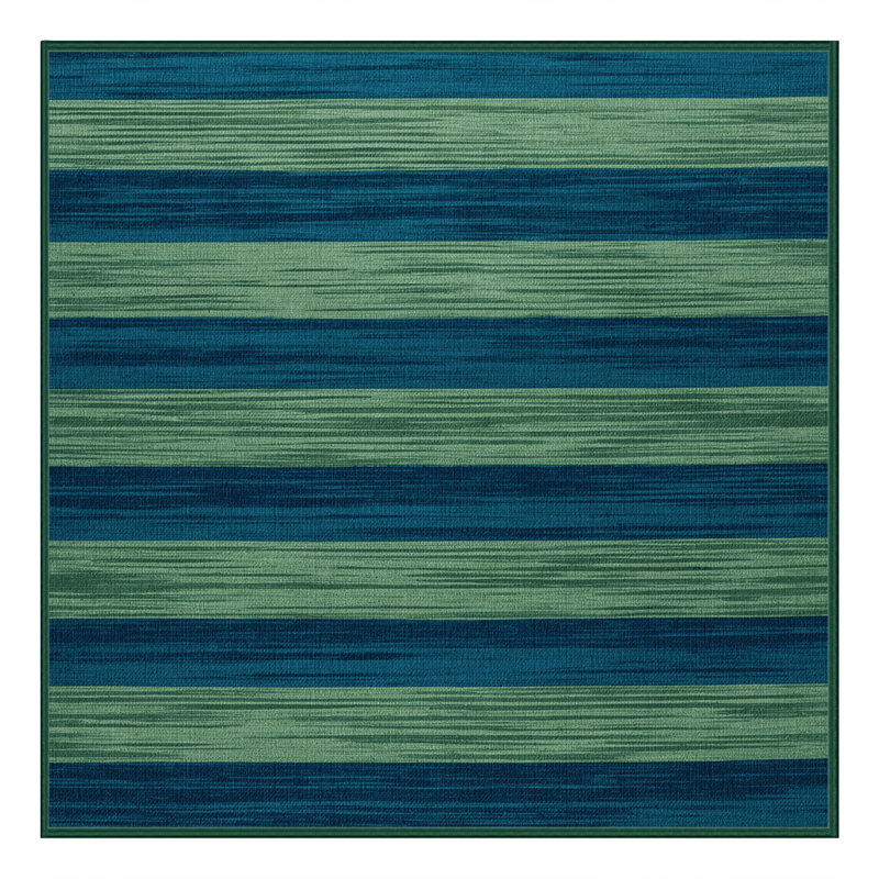 Tapis vert à rayures horizontales lavable à la machine, Carré 8 pi
