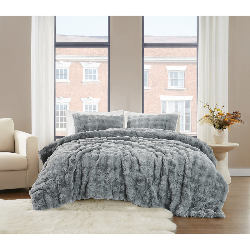 Ensemble d'édredon Brooklyn, Édredon très grand + 2 taies décoratives, Gris