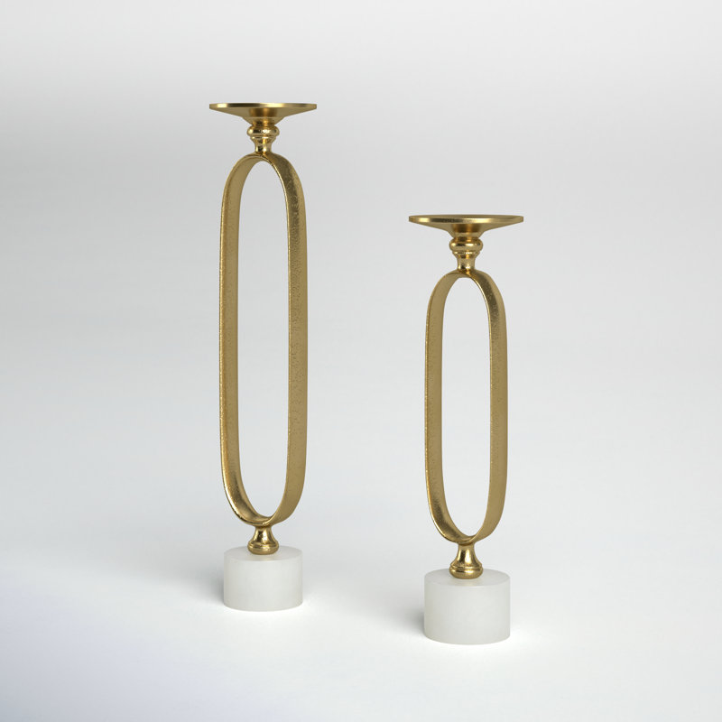2 Piece Tabletop Candlestick Set, Gold
