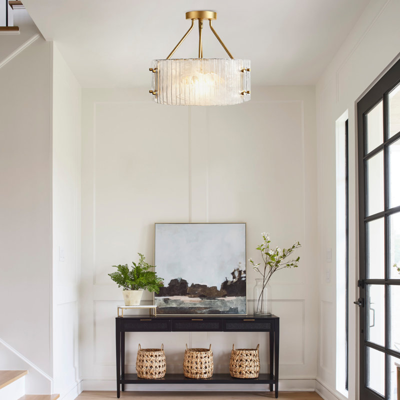 3 - Light Glass Flush Mount Ceiling Light For Kitchen Bedroom Entryway Hallway