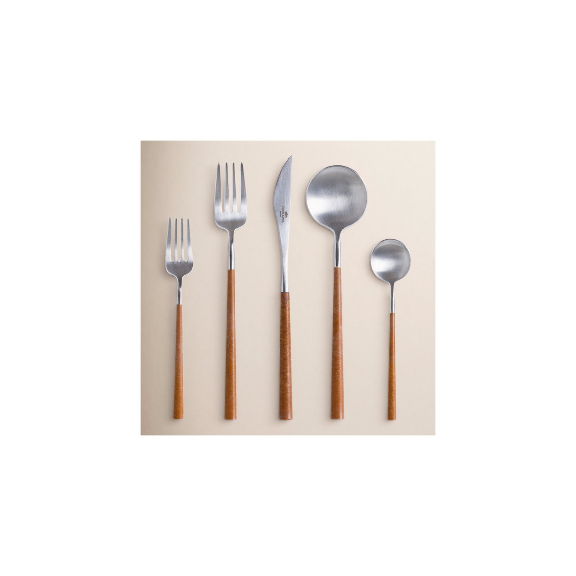 Mito Stainless Steel Flatware - Set of 5, Brown