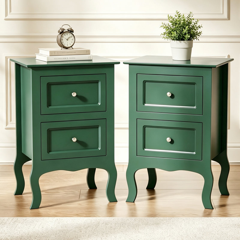 Armoire de rangement 2 tiroirs Authement (ensemble de 2), Vert profond, Individuel