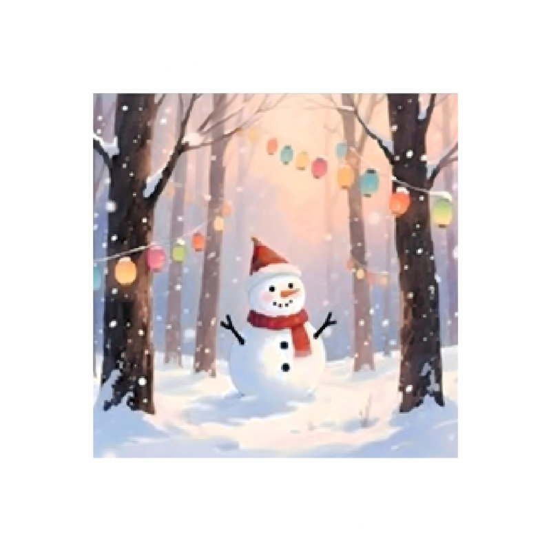 «Winter Snow Scene», art mural sur toile sans cadre 16 po x 16 po