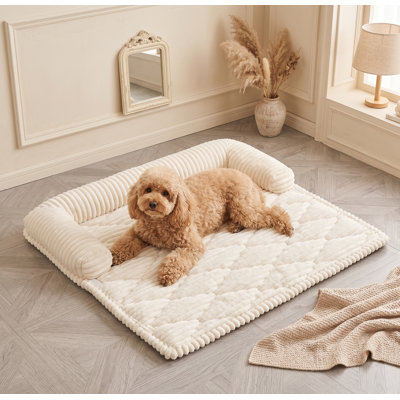 Non-Slip Pet Couch Cover for Small Dogs, Thick Soft Washable Dog Couch Bed Mat, All Seasons, Off White, Small