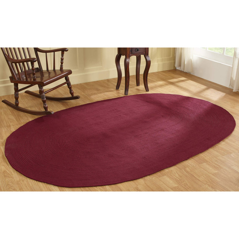 Vienne Solid Color Machine Made Braided Polypropylene Indoor Outdoor Area Rug, Hunter Green, Oval 1'8" x 2'6"