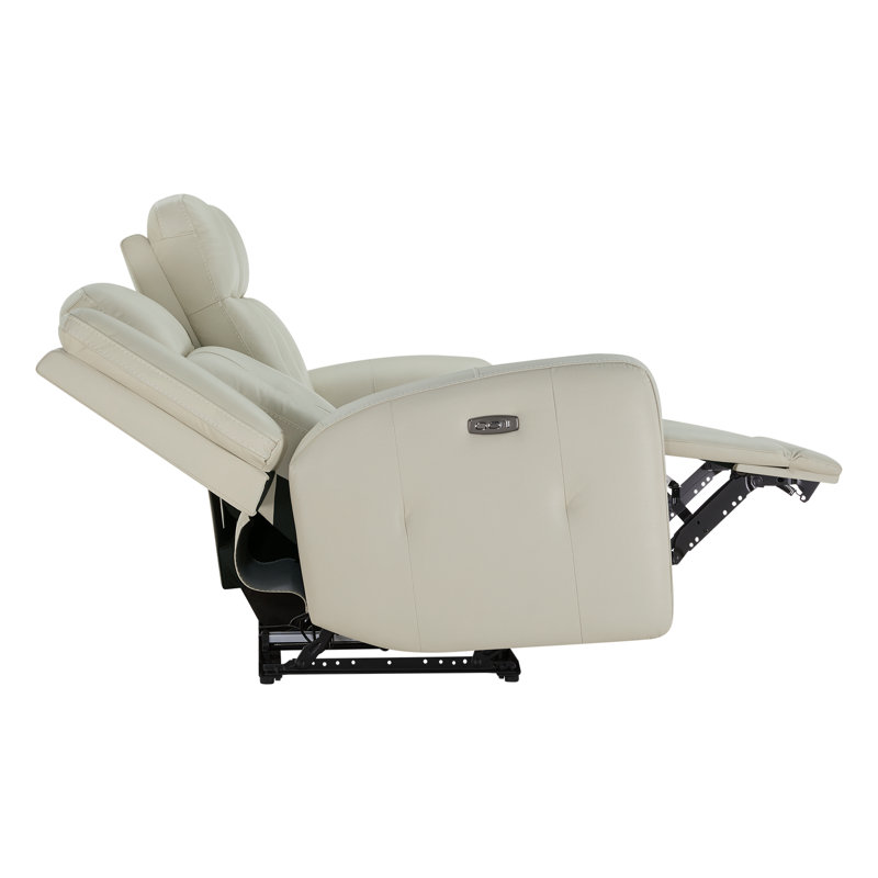 87'' Genuine Leather Power Reclining Sofa, Beige