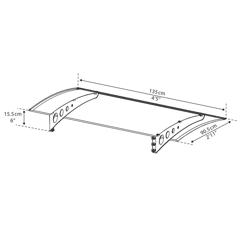 Palram - Canopia Lyra 1350 4 ft. W x 3 ft. D Metal Standard Door Awning