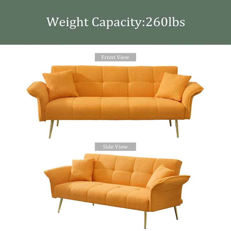 Futon-lit 70,1 po, canapé-lit double convertible, Jaune
