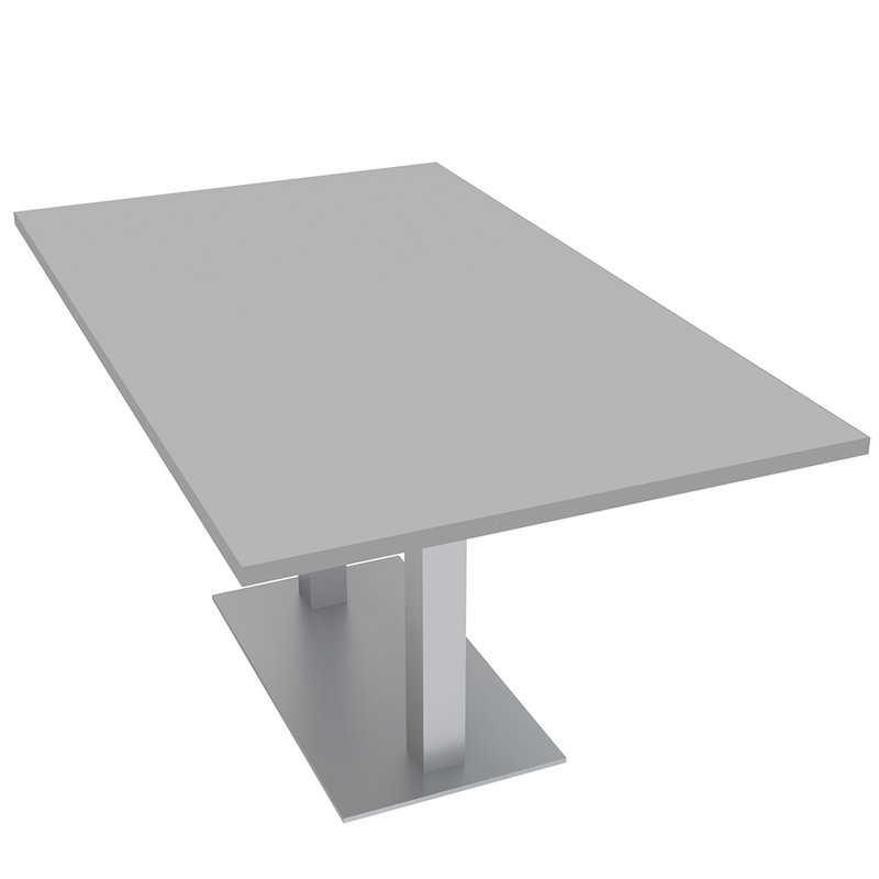 Table de conférence rectangulaire avec base en métal double, Argent argent, L 60 po x l 36 po, Brouillard gris