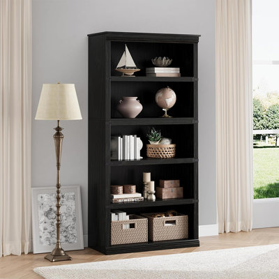 5-Tier Bookcase, Tall Wooden Bookshelf with Open Storage Shelves, Farmhouse Freestanding Display Shelf for Home Office Living Room Bedroom