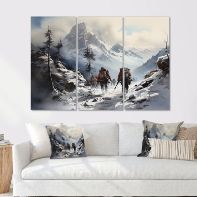 Mountain Hiking In Winter - Hiking Wall Art Print Set