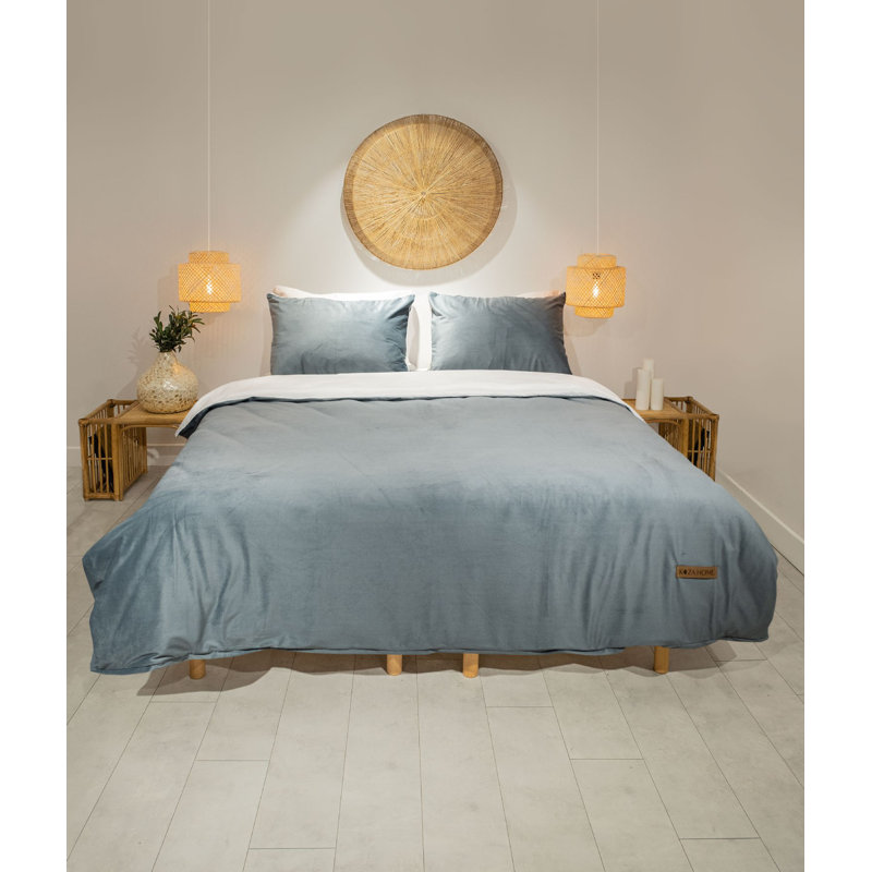 Luxury Double Quilt Cover Set, Dark Blue, 79 x 87 | 100% Cotton, 244 Thread Count | Includes 2 Pillowcases 12 x 20 & 17 x 17 | Button Closure, Machine Washable at 86°F | Soft, Durable, and Elegant Bedding