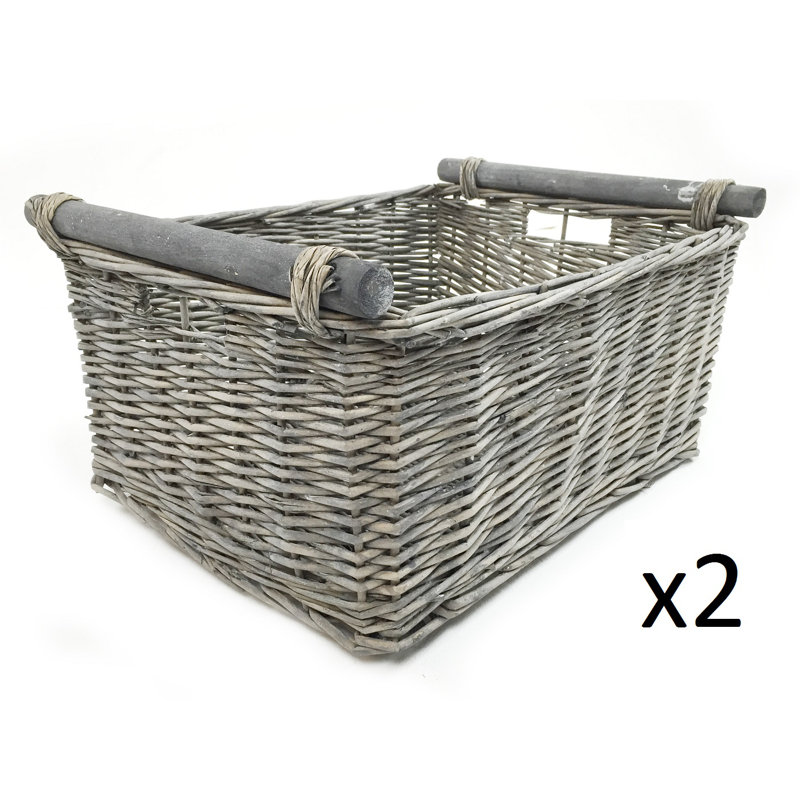 Symple Stuff Wicker Decorative Basket, Grey, 22cm H x 51cm W x 41cm D