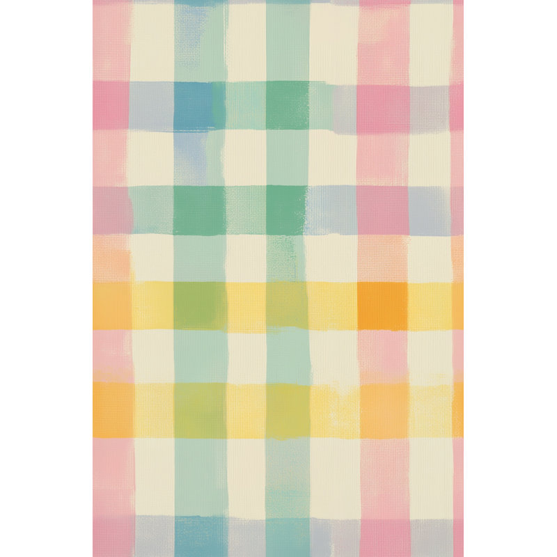 Papier peint à carreaux pastel amovible, fond crème, rouleau double, Non-Woven Non-Pasted