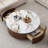 35.4" Round Faux Marble Tabletop Coffee Table
