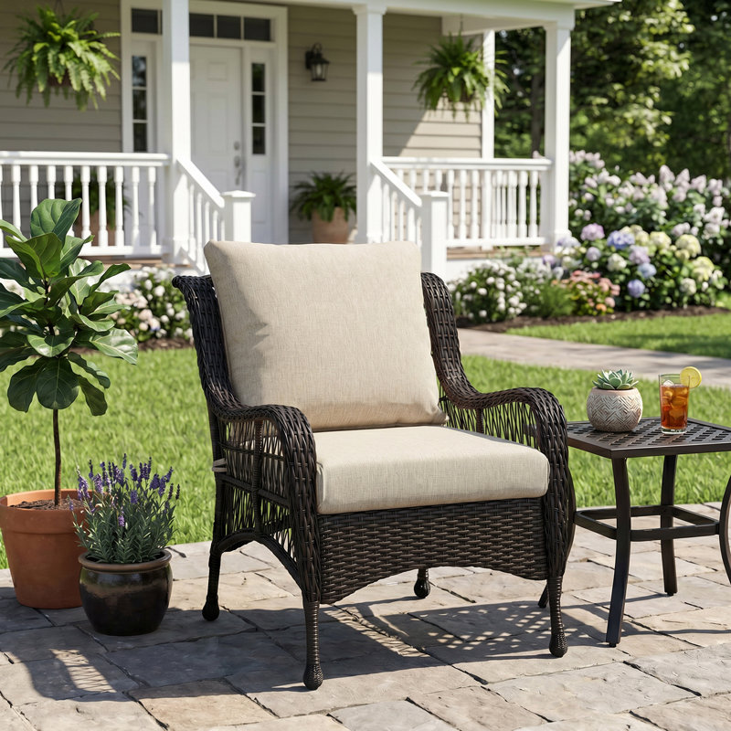 Outdoor Water-resistant Deep Seat Cushion Set, Brown, 19" W x 19" D