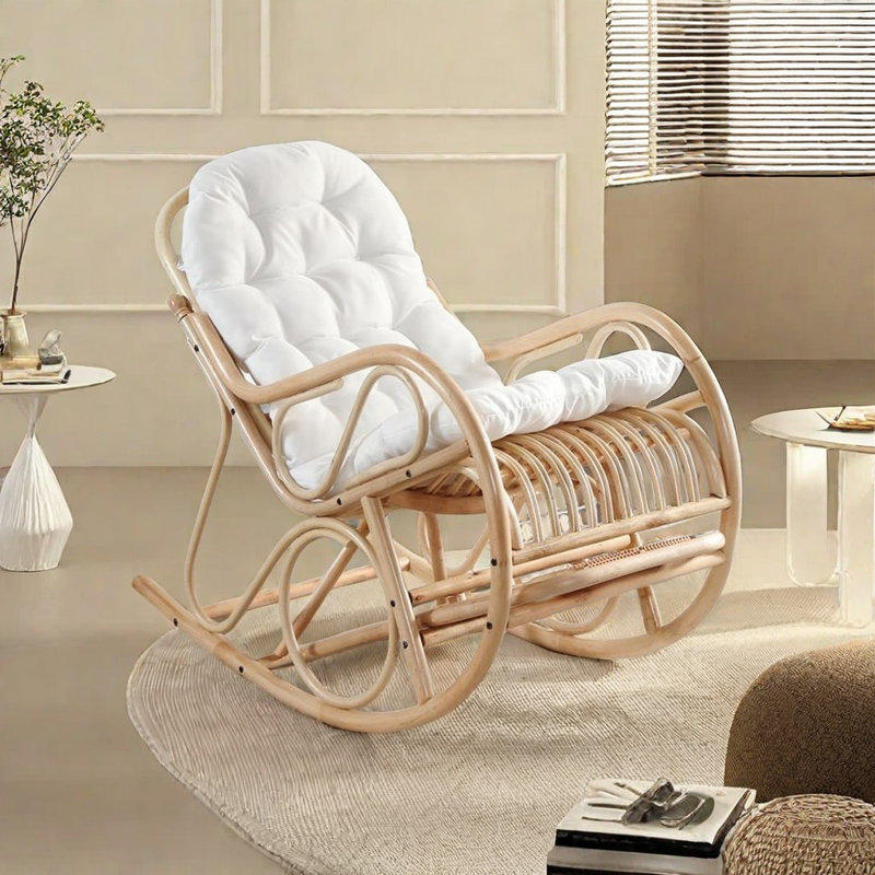 Chaise berçante en rotin