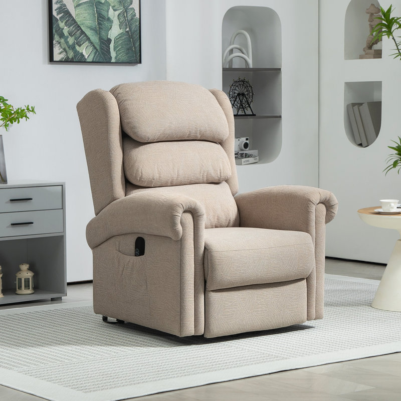 95cm Wide Velvet Lift Assist Standard Recliner, Beige