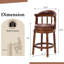 Tabouret de bar pivotant en cuir véritable véritable avec structure en bois d'hévéa massif, dossier mi-haut-429987029-430771555