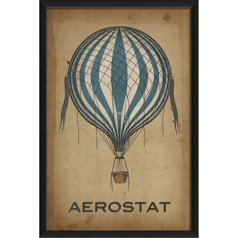 Ballon d’air chaud aerostat, impression encadrée, Bleu