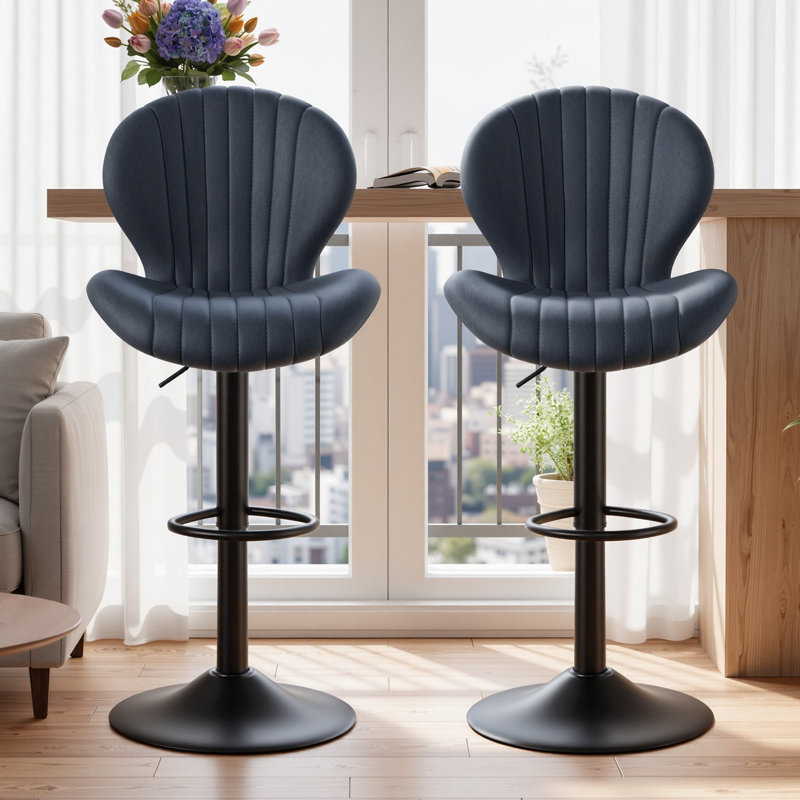 Bar Stools Set of 2 Modern Swivel Bar Chairs, Barstools Counter Height with High Backrest Easy 3-5 Minute Assembly for Bar, Kitchen, Dining Room