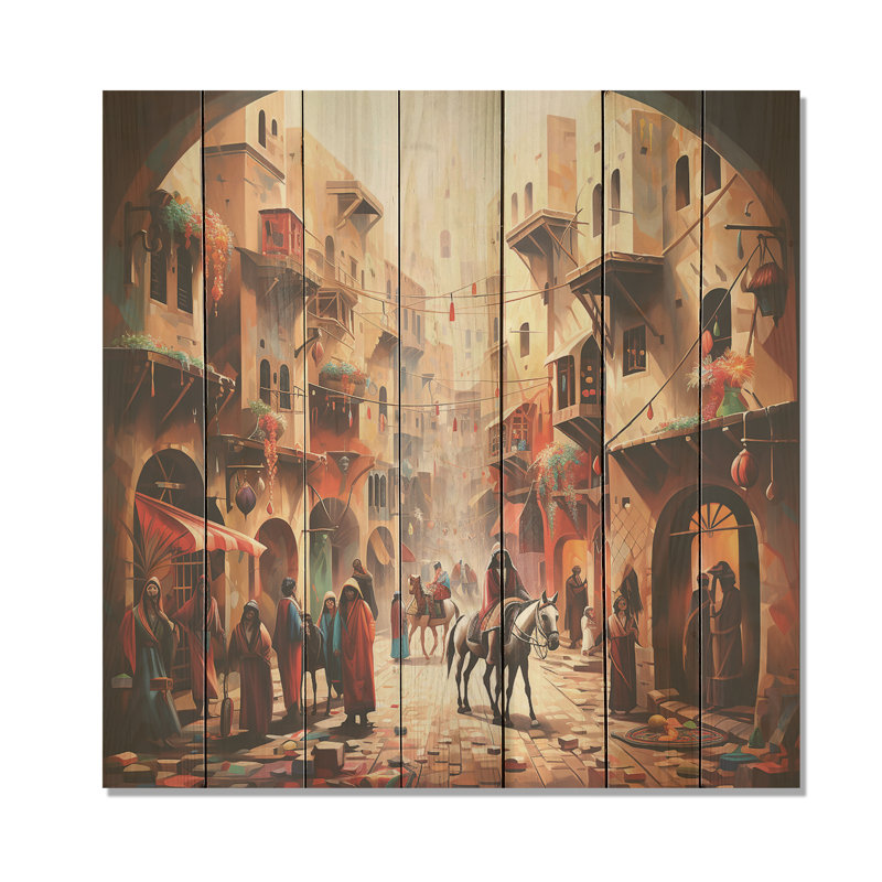 Mexican Market Day II - Mexican Art On Wood Print, 15" H x 15" W