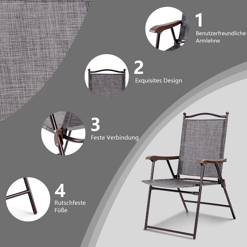 Martelle Folding Camping Chair, Grey