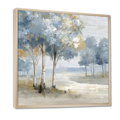 «Sprint Time Floral Trees Forest Dream - Trees», reproduction d'art sur toile bleu nature