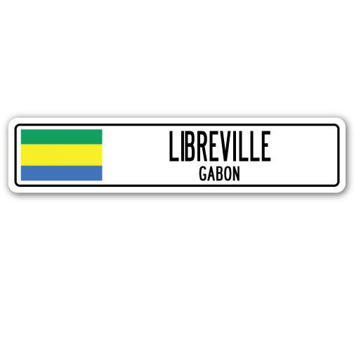 Plaque de rue en aluminium à Libreville, Gabon, H 6 po x l 24 po x P 1 po