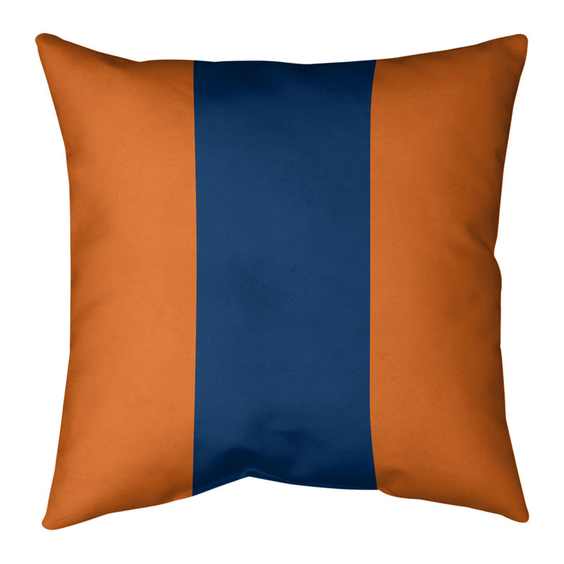 Striped Linen Reversible Throw Pillow, Orange/Navy, 20" x 20"