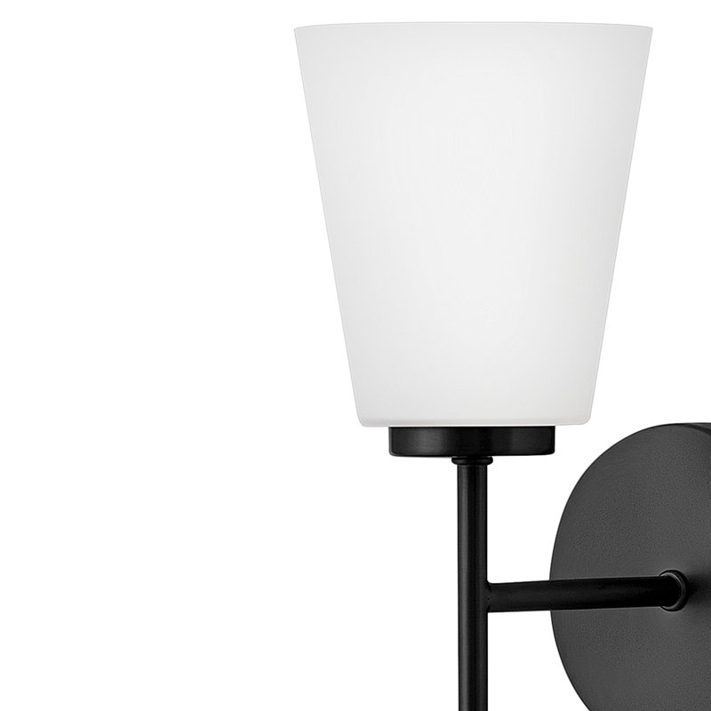 Black Etched Opal Glass Single Light Vanity Sconce