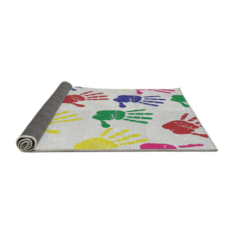 Tapis bleu / rouge / vert en laine et polyester tissé à la machine Barajas, Rond 3 pi