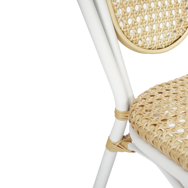 Chiles Indoor/Outdoor Commercial Thonet Bistro Stacking Chair, White/Tan