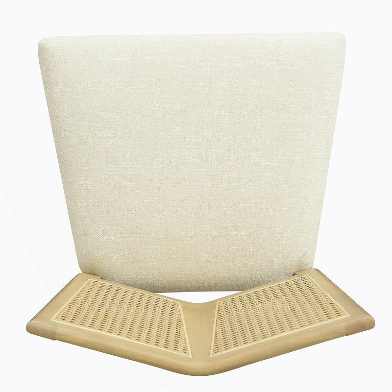 Ensemble de 2 chaises en rotin sans accoudoirs (frêne clair + beige), Beige, Bois de frêne naturel