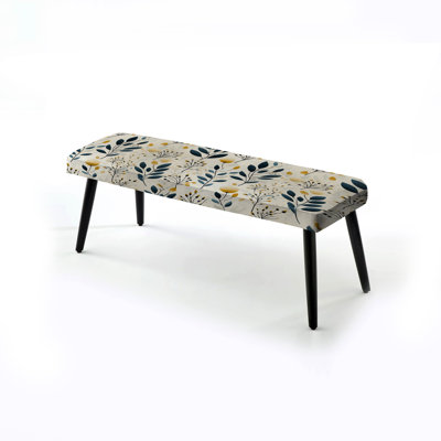 Boho Upholstered Black Bench by Design Art