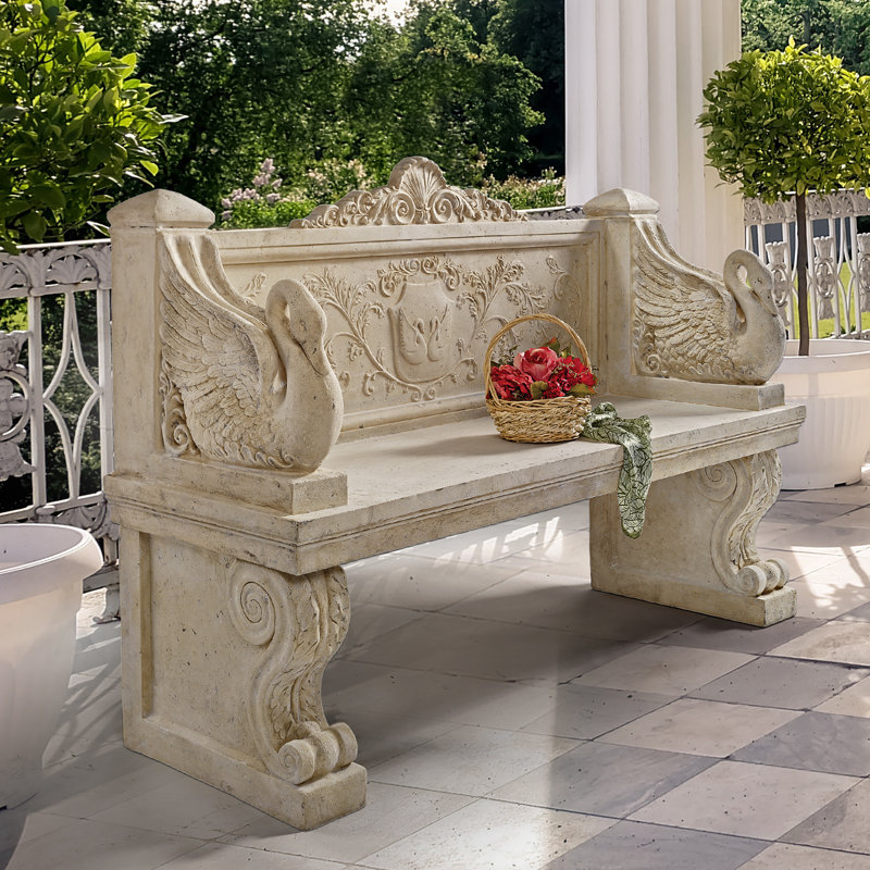 Banc d'extérieur néoclassique en résine Swan