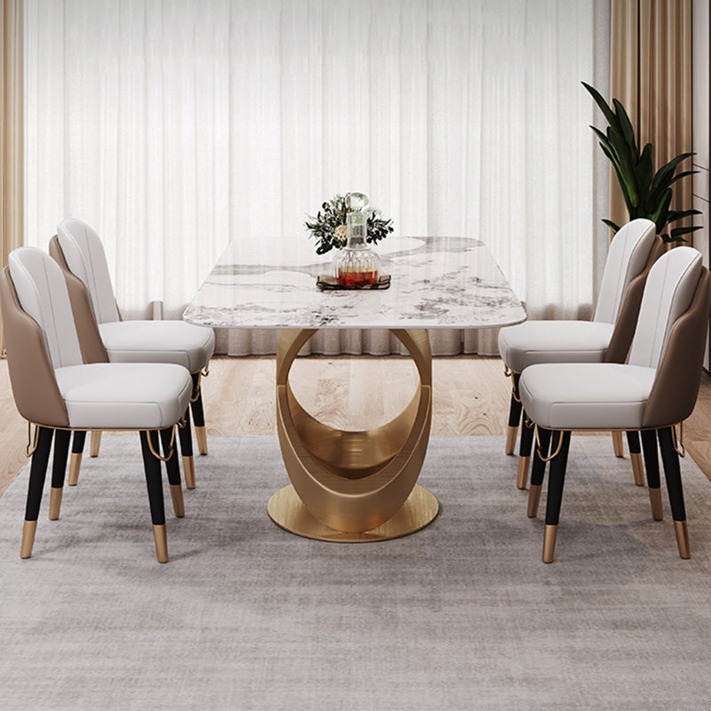 Italian style luxury rectangular dining table sets, 29.5"H x 70.9"L x 35.4"W