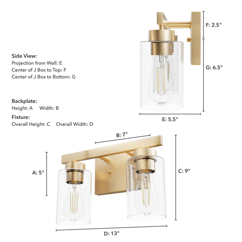 Hartland 2 - Light Dimmable Vanity Light, Alturas Gold