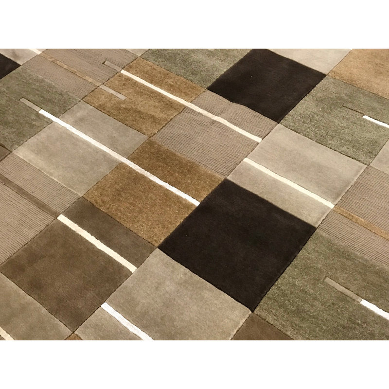 One-of-a-Kind Hand-Knotted Beige/Black/Brown 9' x 12'1" Area Rug