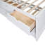 Lit capitaine simple en bois avec tablettes intégrées, 3 tiroirs de rangement et lit gigogne, bibliothèques blanchies à la chaux et lit gigogne blanc-1643695173