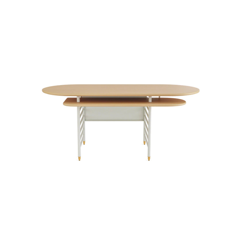 Frank Lloyd Wright Racine Desk, 30" H x 72" W x 35" D, Brown/White