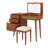 Retro Bohemian Vanity Desk with Mirror & LED Lights, Flip-Top Makeup Dressing Table with 3 Drawers & 10 Compartments Storage Vanity Set